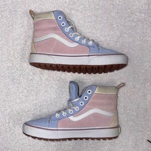 Vans MTE primaloft insulated winter sk8 pink blue suede high tops girls 3